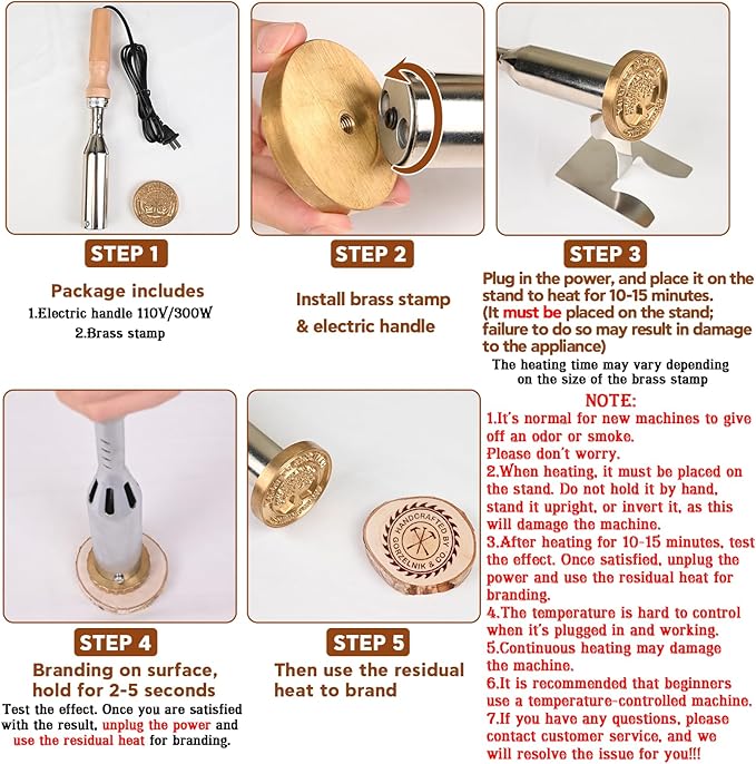 Custom Electric Branding Iron for Wood, Branding Irons Personalized with Stand, Wood Burning Tool Leather Branding Iron, Woodworking Tools for DIY Crafts Handmade Lover Gift(Electric Handle)
