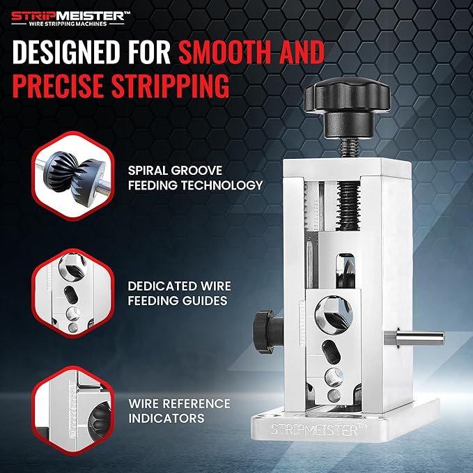 StripMeister Original Drill-Powered Wire Stripper ??Wire Sizes Up To 횠3/4", Jam-Free, Copper Wire, Built for Safety, Speed, and Efficiency - Portable Wire Stripping Machine