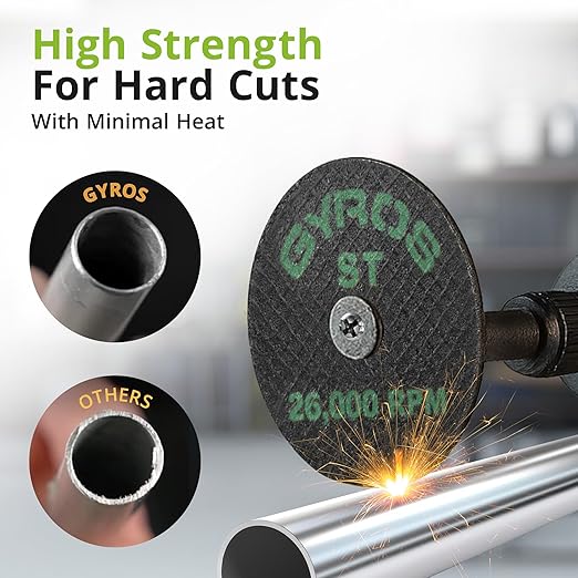 GYROS Cut-Off Wheels for Rotary Tools ??2.5??Super-Tensile Fiberglass Reinforced, 12-Pack | Cuts Stainless Steel, Titanium, Nickel, Carbon & Chrome Alloys | Made in USA 11-42502/12