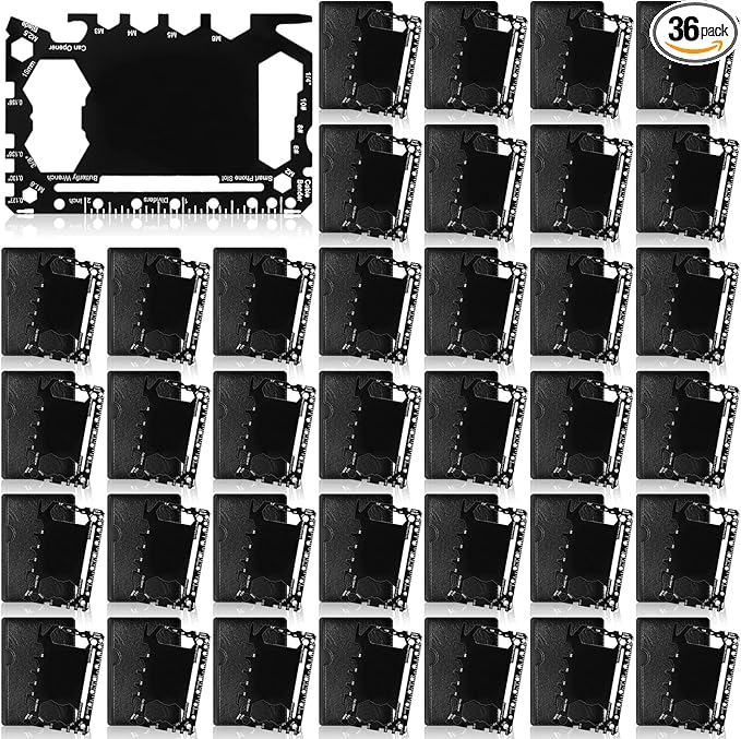 Cholemy 36 Pcs Credit Card Wallet Multitool 46 in 1 Metal Stainless Steel Survival Pocket Tool Bottle Opener Multipurpose Bulk for Husband Dad Men Christmas Birthday Gift, Black