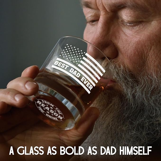 Christmas Birthday Gifts for Dad from Daughter Son - 11 oz Engraved Crystal Whiskey Glasses - Gifts for Dad Who Wants Nothing, Men Birthday Ideas
