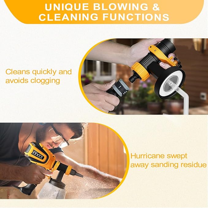 Paint Sprayer, 700W HVLP Spray Gun with Cleaning & Blowing Joints, 4 Nozzles and 3 Patterns, Easy to Clean, for Furniture, Cabinets, Fence, Walls, Door, Garden Chairs etc. VF803
