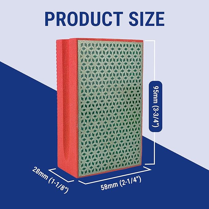 Diamond Hand Polishing Pad Diamond Sanding Block Foam Backed Diamond Sponge Sanding Pads for Wet or Dry Grinding polishing for Granite Marble Stone Tile Glass Ceramic (4, 200# Cubic)