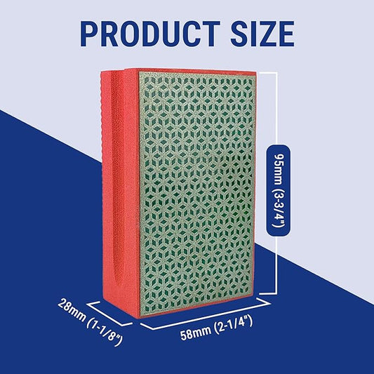 Diamond Hand Polishing Pad Diamond Sanding Block Foam Backed Diamond Sponge Sanding Pads for Wet or Dry Grinding polishing for Granite Marble Stone Tile Glass Ceramic (4, 200# Cubic)