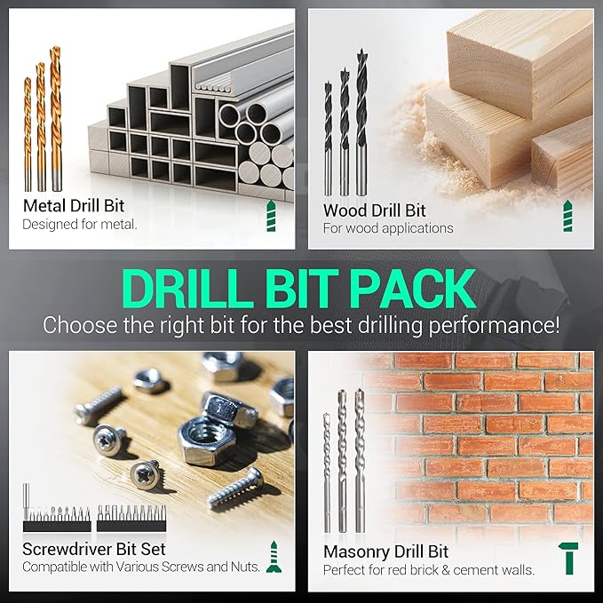 DCA 20V Cordless Hammer Drill Set, 354 In-lb Torque, 1/2" Keyless Chuck, 22500 IPM, 2 Variable Speeds, 18+1+1 Position, Power Impact drill with 14 Drill/Driver Bits for Brick, Metal, Wood ADJZ2035i13