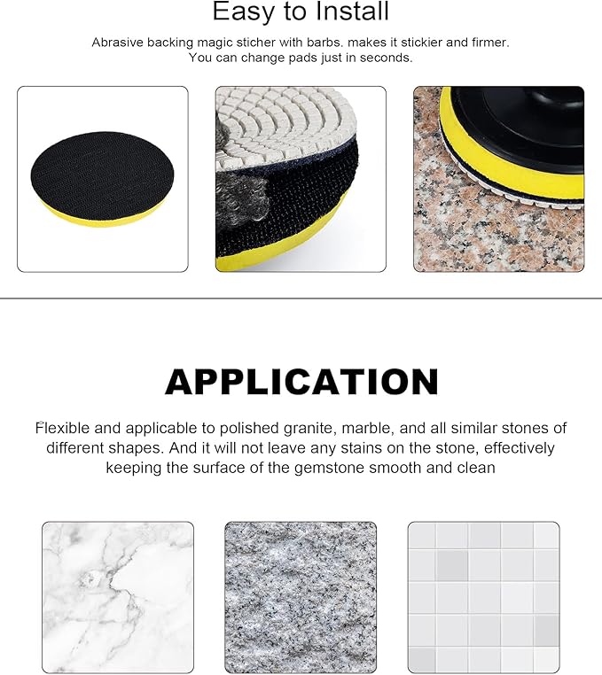 Casaverde 7" Stone Diamond Polishing Pads Grit 3000 for Concrete Marble Quartz Stone Countertop Granite Polish