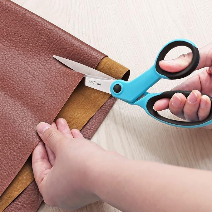 9" Fabric Scissors, Sewing Scissors with Sharp Stainless Steel Blade and Soft Handles, Great for Craft, Sewing, Office and All Purpose, 2 Pcs, Blue/Black