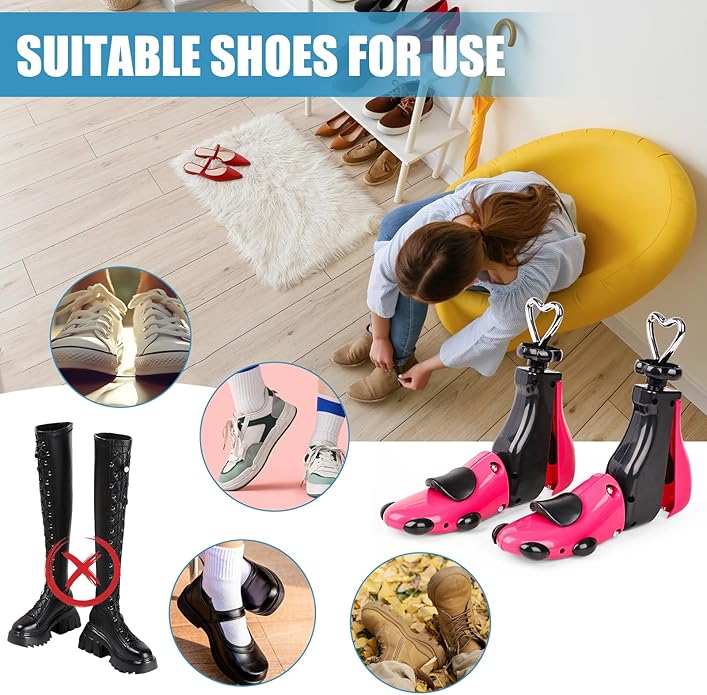 2 Pieces Shoe Stretcher Boot Stretcher, Adjustable Width and Length Shoe Expander Shoe Widener Stretcher Women Men