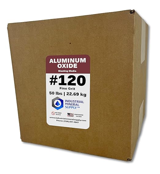 Aluminum Oxide - 50 lbs. or 22. 69 kg. - Sand Blasting Abrasive Media for Sandblasters, Sandblast Guns and Blast Cabinets (#120 - Fine)