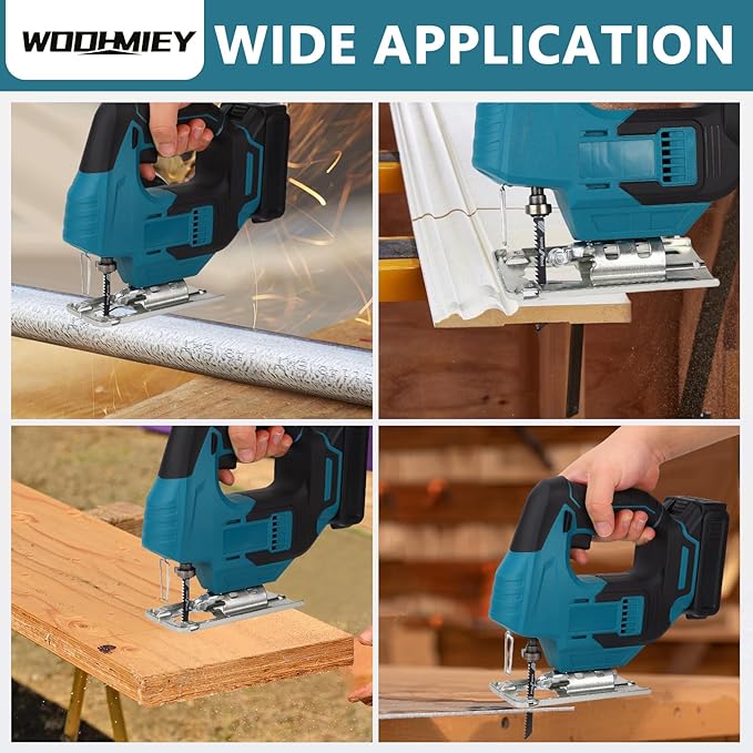 20V Brshless Cordless Jig Saw,Cordless Jig Saw Kit Varible Speed with LED Light, 55mm Cutting Thickness, Brushless Motor, Blue Color, Battery Charger for Metal Cutting