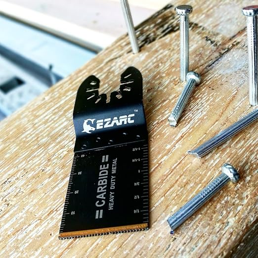 EZARC Carbide Oscillating Tool Blades, Multitool Blades Heary Duty for Hard Material, Metal, Nails. Bolts. Screws, 3-Pack