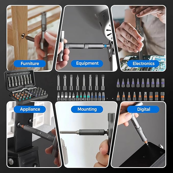 42 piece magnetic screw set, portable screwdriver set, DIY multi head ratchet screwdriver set maintenance tool, suitable for computers, glasses, bicycles, doorbells, furniture (Orange)