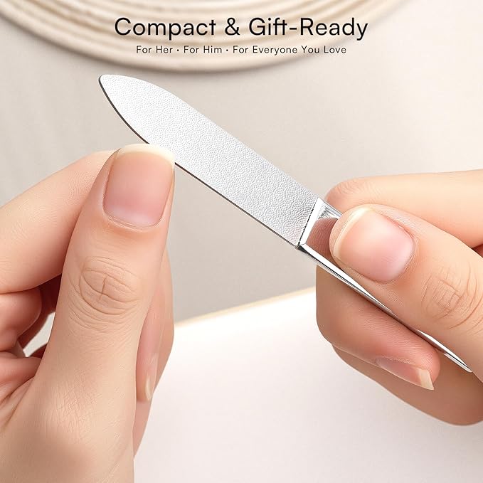Makartt Metal Nail File: Nail File for Natural Nails, Stainless Steel Double-Sided Coarse & Fine Grinding Surface, Cleaning Tip and Anti-Slip Handle for Home Salon Use, 1pc