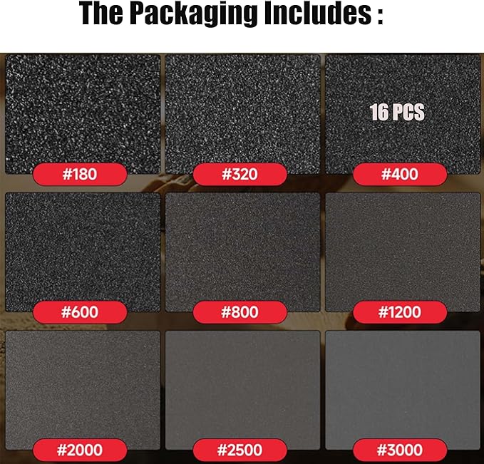 16 Pcs 400 Grit Sanding Sponge, Ultra Fine Sandpaper Assortment Pads, Soft Foam Sanding Block Dry Wet Sandpaper for Model Drywall Metal Wood Furniture Polishing (P400)