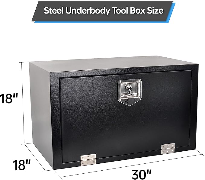 Steel Truck Tool Box, 30’’ Underbody Truck Toolboxes for Trailer, Rv -Black（30x18x18 Inch）