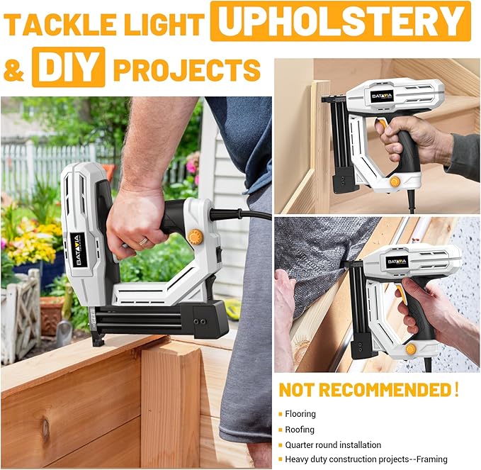Electric Nail Gun, Batavia 2-in-1 Staple Gun Brad Nailer 18 Gauge for Heavy Duty, 120V Stapler Gun for Upholstery, Carpentry, DIY, 3/4'' Narrow Crown Staples 200pcs and Nails 800pcs Included
