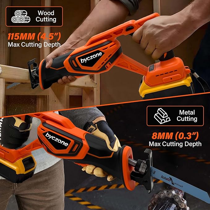 Cordless Reciprocating Saw for Dewalt 20V Battery (without battery), 3000RPM Variable Speed Sawzall with 4pcs Zallsaw Blade, Pivoting Shoe, Keyless Blade Clamp Recipro Saw for Wood, Metal, PVC Pipe