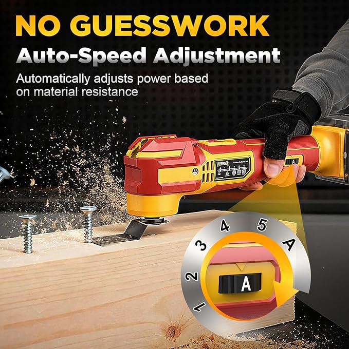 Cordless Oscillating Multi-Tool Compatible with DeWalt 20V Battery(Tool Only), 6-Speed, 21,000 OPM Brushless Motor, 4.5째 Swing Angle, Side Battery Layout, LED Light, for Sanding/Cutting/Scraping