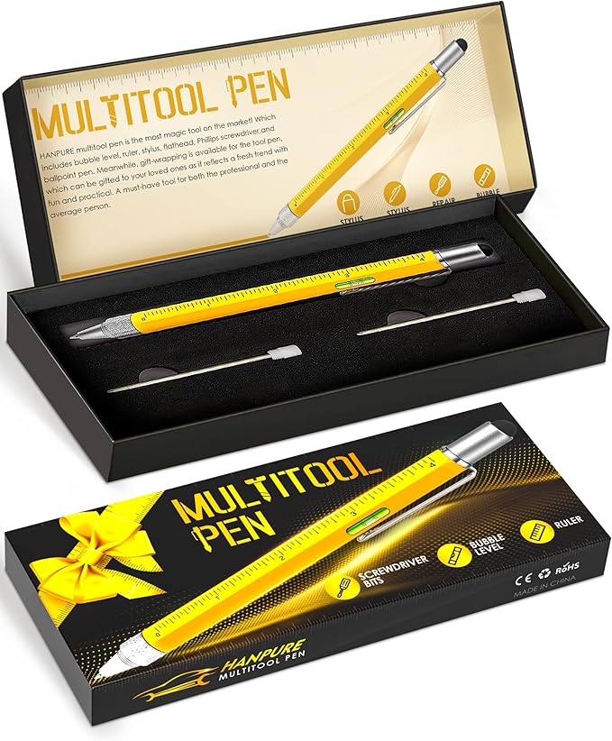 Stocking Stuffers for Men, Gifts for Him, Multitool Pen Christmas Birthday Present, Ideas for Guys Husband Who Have Everything, Tools Cool Gadgets Birthday, White Elephant for Adults Women Dad Grandpa