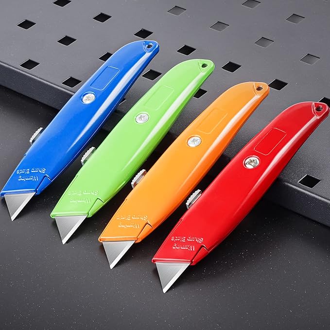 DIYSELF 8 Pack Box Cutters, Premium Utility Knife, Box Cutter Retractable Heavy Duty, Box Opener, Razor Blades Utility Knife for Cardboard and Boxes, Pipe Cutter