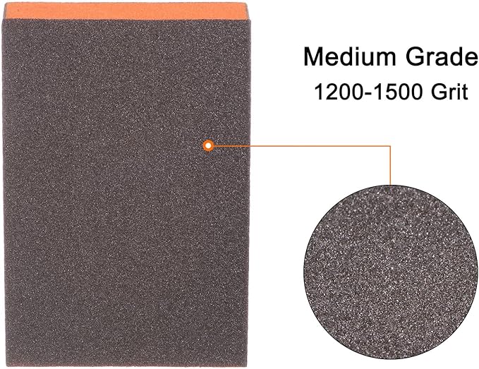 HARFINGTON 4pcs Sanding Sponge Blocks #240 (1200-1500 Grits) Wet/Dry Hand Sanding Sponges, 100x70x25mm Foam Sanding Block Pad for Polishing Kitchen Metal Wood Drywall Furniture, Brown&Orange
