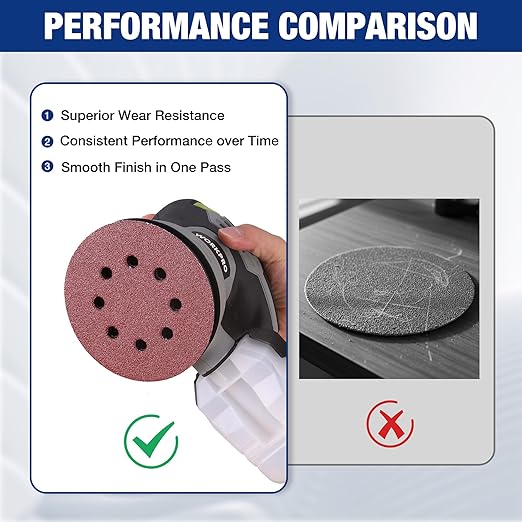 WORKPRO 50-Piece 60 Grit Sanding Discs - 5-Inch 8-Hole Hook and Loop Sandpaper for Random Orbital Sander (Not for Oscillating Tools or Mouse Sander)