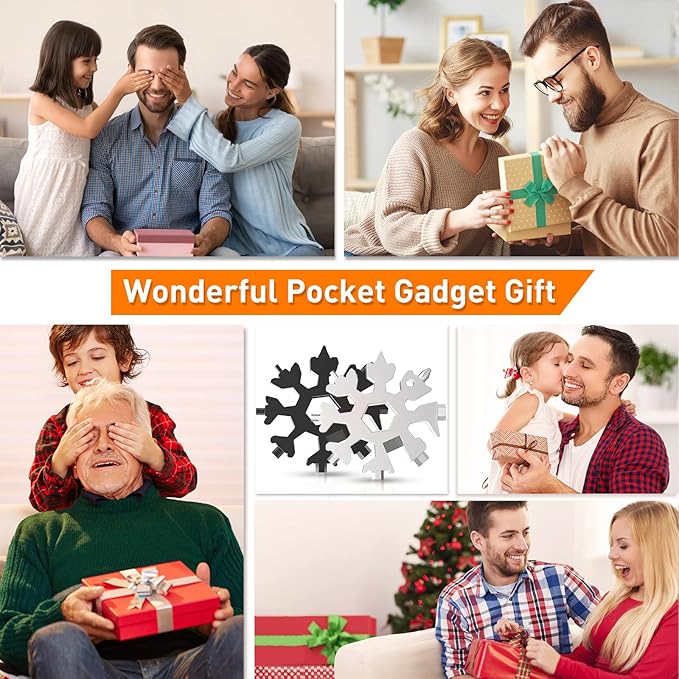 Dusor Gifts for Men Him Dad Husband, 18-in-1 Snowflake Multitool, Stocking Stuffers for Adults, Mens Gifts for Christmas, Gift for Dad Who Want Nothing, White Elephant Gift for Adults, Tools for Men