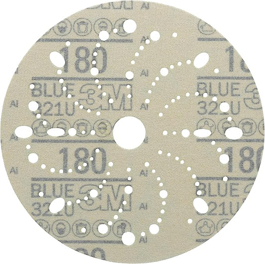 3M Hookit Blue Abrasive Disc 321U Multi-Hole, 36176, 6 in, 180, 50 Discs