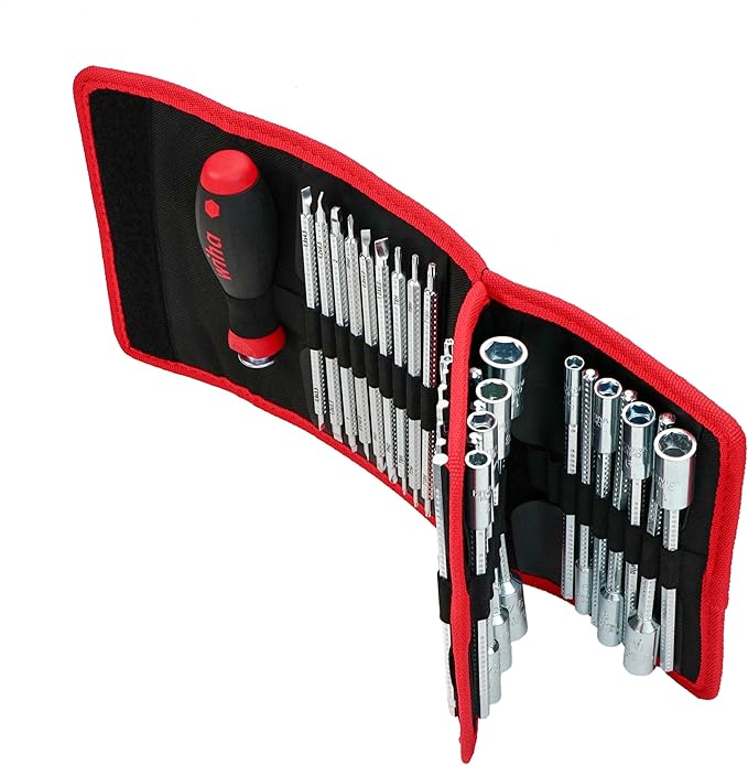 Wiha 28188 Drive-Loc VI Wallet Set, 32 Piece, Phillips, Slotted, Square, Torx, Hex & Nut Drivers, SoftFinish Handle