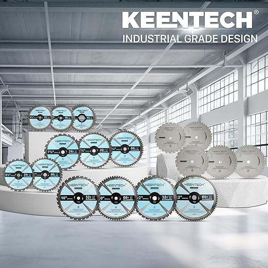 KEENTECH 4-1/2" Dia. by 3/8" Bore 24 Tooth Fast Cutting Circular Saw Blade 10-Pack for Compact Circular Saws, Tungsten Carbide Tipped, ATAF Grind