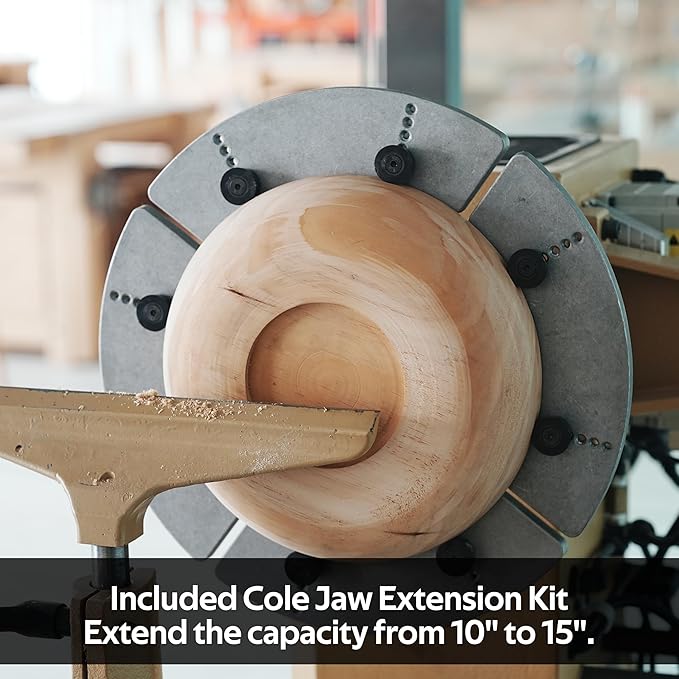 Wood Lathe Chuck Jaws, Cole Jaw Set with basic cole jaw 10" and 5" Extension Kit, total 15" Flat Jaws. Compatible with Super NOVA 2, G3.