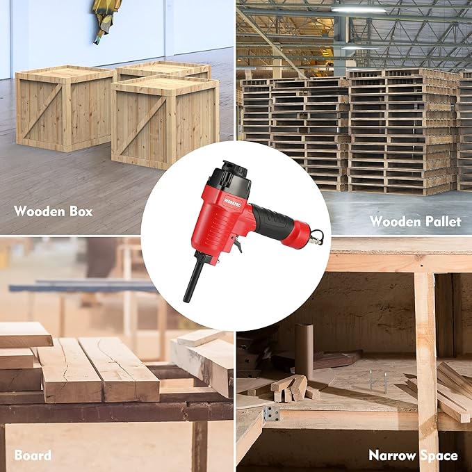 WORKPRO Pneumatic Nail Remover, Professional Heavy Duty Punch Nailer/Nail Puller/Nail Remover for Wood Workpieces, 60-100 PSI Denailer Removes 9-16 Gauge Nails
