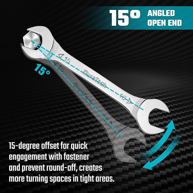 DURATECH 15 mm x 16 mm Super-Thin Open End Wrench, Metric