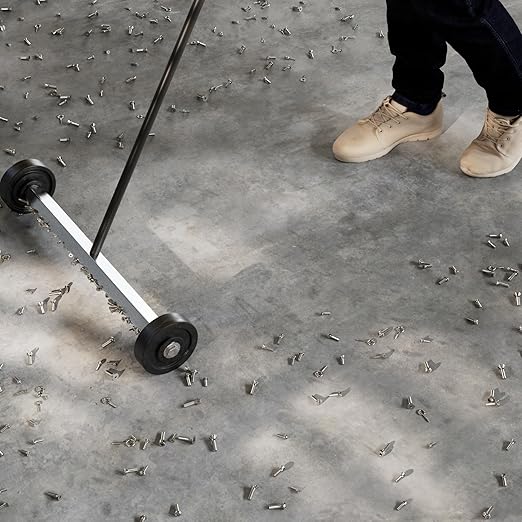 Master Magnetics Magnetic Sweeper with Wheels - Rolling Magnet Sweeper - Powerful Magnetic Tool for Lawn and Shop Use - Pick Up Nails and Other Metal Debris - Strong 30 lb Pull - 14.5”
