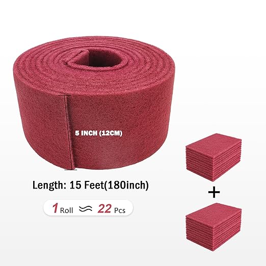 Maroon General Purpose Scuff Pads, Scuffing, Scouring Pad, Sanding, Paint Primer Prep Scratch - Surface Preparation Pad Car Auto Body Woodworking 7447-Premium, 5 Inches*15 Feet