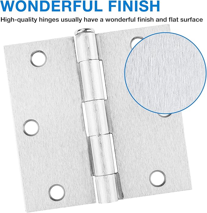 18 Pack Door Hinges 3.5 Inch Satin/Brushed Nickel Door Hinge Interior 3 1/2" Hinges for Doors 3 쩍"x 3 쩍" Square Bedroom Door Hardware Flat Iron Bifold Residential Standard Bedroom Indoor Door Hinges
