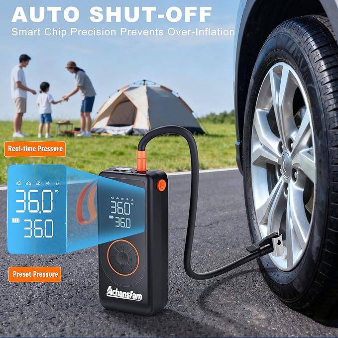 P9 Pro Cordless Portable Air Compressor,48s Fast Inflation,Dual Power Supply,150 PSI Tire Pump with Digital Gauge, inflator and deflator Function & Storage Case for Car, Truck, Bike, Ball