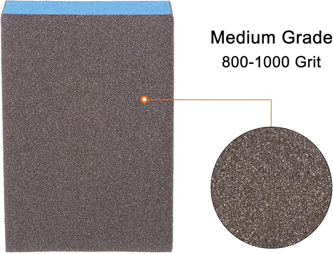 HARFINGTON 8pcs Sanding Sponge Blocks #220 (800-1000 Grits) Wet/Dry Hand Sanding Sponges, 100x70x25mm Foam Sanding Block Pad for Polishing Kitchen Metal Wood Drywall Furniture, Brown&Blue