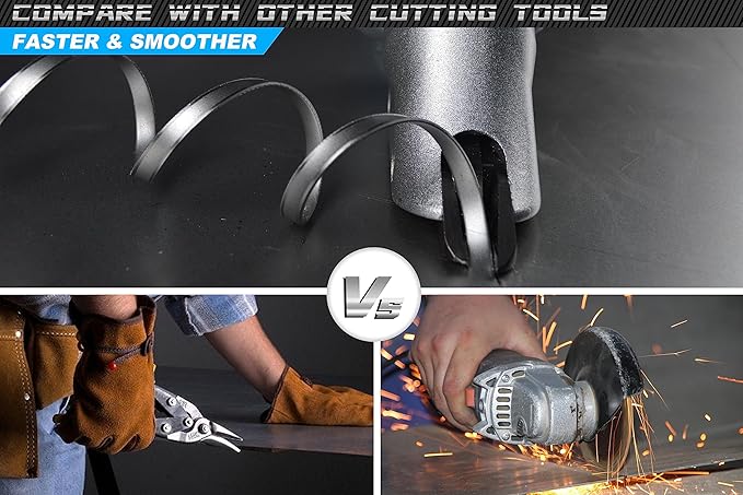 Electric Metal Shear, 14 Gauge 5.0 Amp Variable Speed Swivel Head Heavy Duty Sheet Metal Cutter