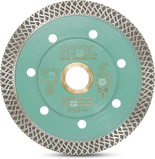 PEARL ABRASIVE CO. P4 Thin Mesh Turbo Porcelain Blade 4" 5/8"-20mm-7/8 4 Holes