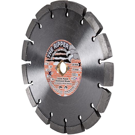 Delta Diamond Ripper Premium 7 Inch Tuck Point Diamond Blade, 7/8"-5/8" Arbor, 1/4" Width, for Mortar Removal (7" X .250 X 7/8"-5/8")