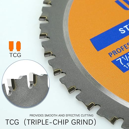 Yolan 7 1/4” Metal Cutting Circular Saw Blade, 7-1/4-Inch 180 Blade,36-Tooth,Carbide Tipped, 5/8-Inch Arbor, Diamond Knockout Arbor for TCT Miter Saw Blade, Cutting Ferrous Metal & Steel