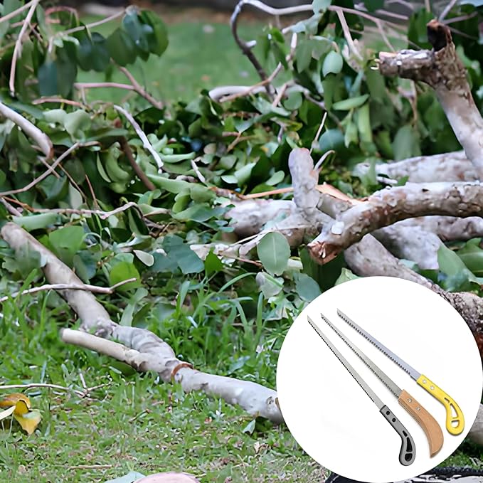3Pcs Outdoor Portable Hand Saw, Camping Handsaw Household Garden Small Hand Saw, 9 Inch Rugged Three Blade Toothed Steel Mini Hand Saw for Gardening, Pruning, Backpacking, Survival
