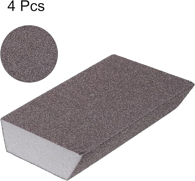 HARFINGTON 4pcs Sanding Sponge Blocks 240-320 Grit Sanding Sponge with Angled Edge 4"x2.8"x1", Washable and Reusable Foam Sanding Block for Polishing Kitchen Metal Wood Drywall Home