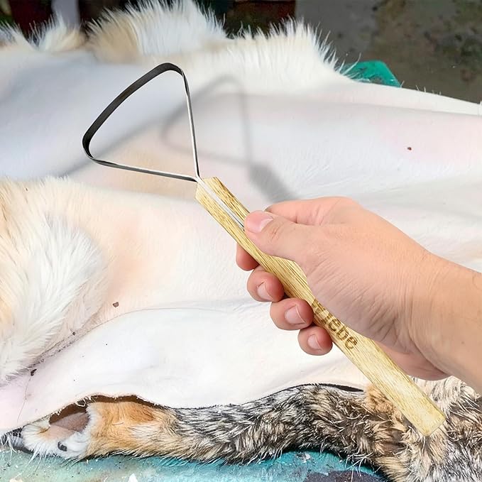 Wiebe Pelt Scraper, Dual-Edge Forged Steel Fleshing Tool with Wood Handle ??Precision Hide Scraper for Muskrat, Mink, Small Game & Taxidermy Detail Work