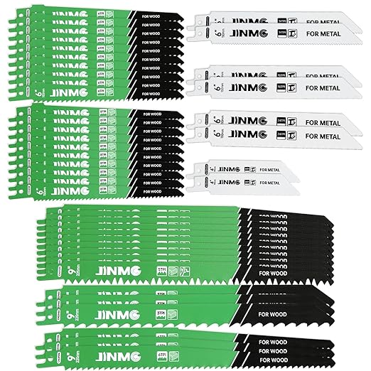 44-Piece Reciprocating Saw Blade Set - 8 Metal & 36 Wood Cutting Saw Blades, Pruner Saw Blades with Organizer Case - Fits Most Brands