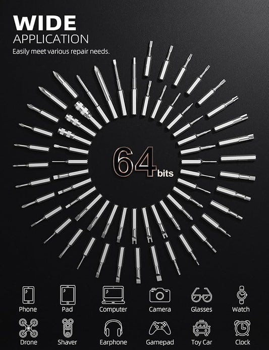 iFu Mini Electric Screwdriver, 90 in 1 Precision Screwdriver Set – Small Cordless Power Screwdriver with LED Light & 64 Magnetic Bits, Repair Tool for Phone Laptop Camera Watch Computer