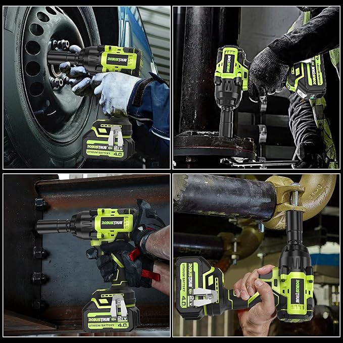 Cordless Impact Wrench 738ft-lbs (1000N.m), High Torque Brushless 1/2 Impact Gun, 2 x4.0Ah Battery 21V Max, Fast Charger, 4 Sockets, Impact Wrench for Home Car Tires Truck Mover