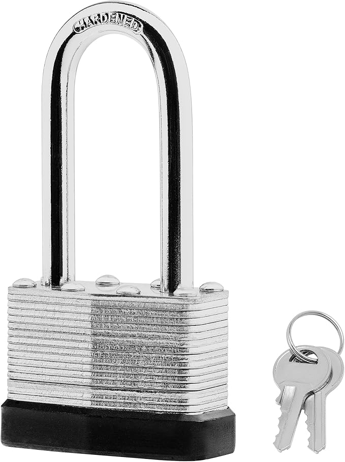 12-Pack Keyed Alike Laminated Steel Padlocks, 1-3/4" Wide, Heavy Duty Long Pad Lock Set with Same Keys
