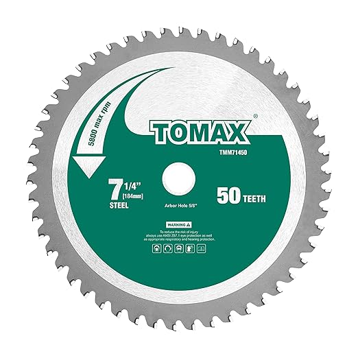 TOMAX 7-1/4-Inch 50 Tooth Industrial Level Steel and Ferrous Metal Saw Blade with 5/8-Inch Arbor